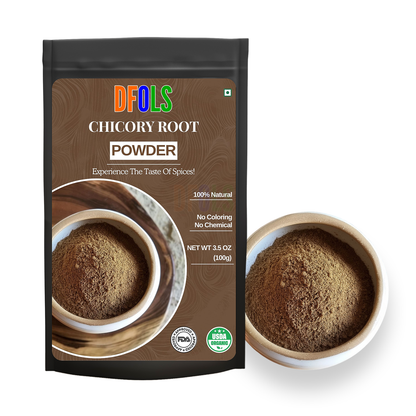 Organic Chicory Root Powder – 100% Pure, Caffeine-Free Coffee Substitute, High in Inulin Fiber, Gluten-Free, Non-GMO, Vegan - DFOLS