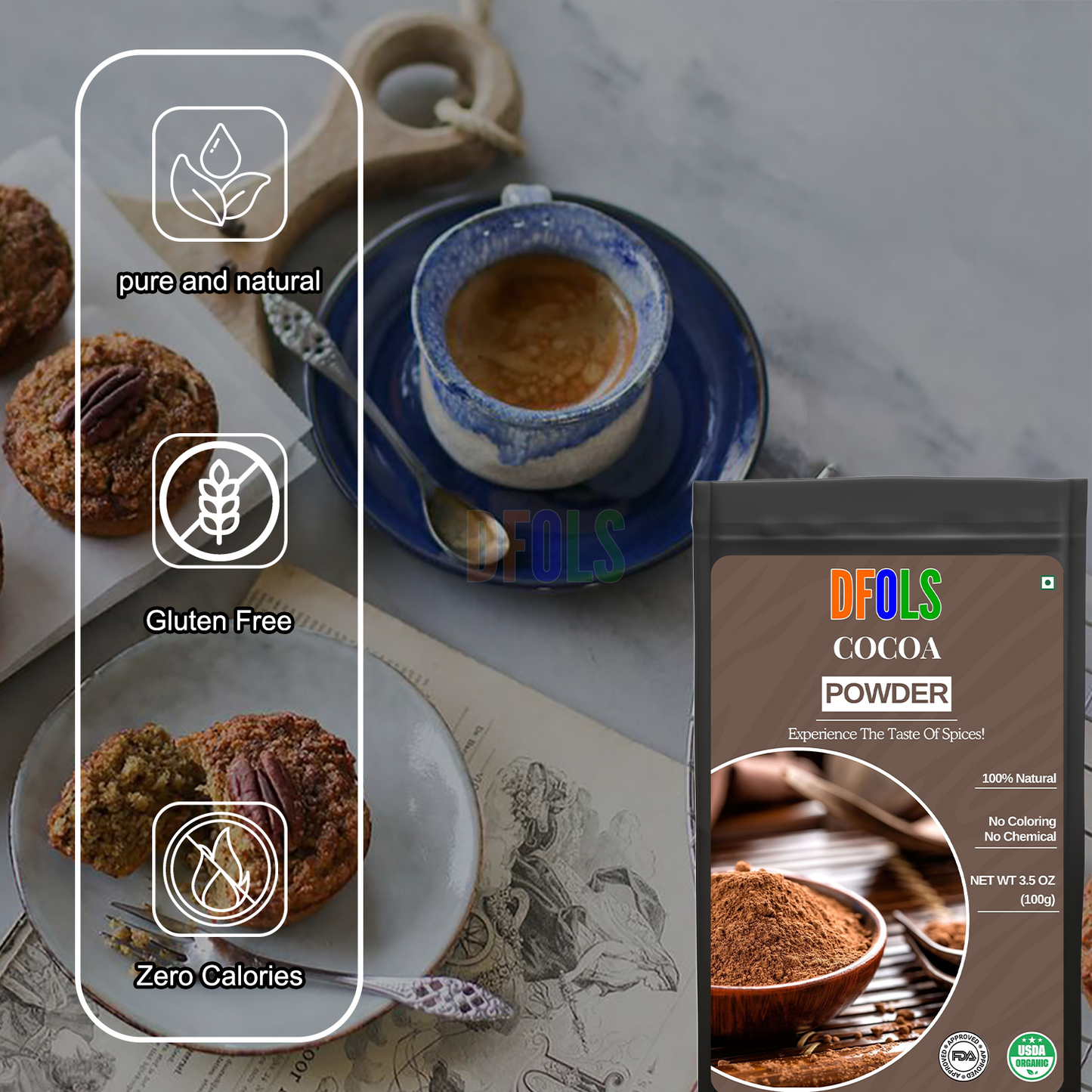 Organic Chicory Root Powder – 100% Pure, Caffeine-Free Coffee Substitute, High in Inulin Fiber, Gluten-Free, Non-GMO, Vegan - DFOLS