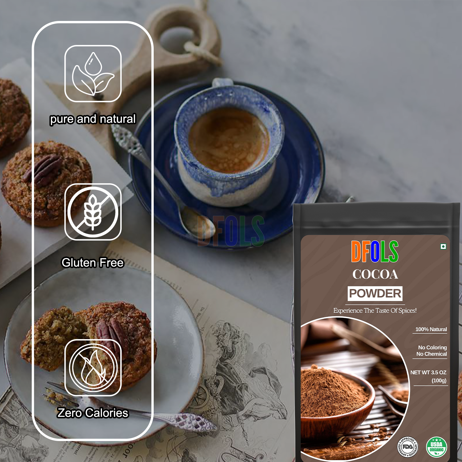 Organic Chicory Root Powder – 100% Pure, Caffeine-Free Coffee Substitute, High in Inulin Fiber, Gluten-Free, Non-GMO, Vegan - DFOLS