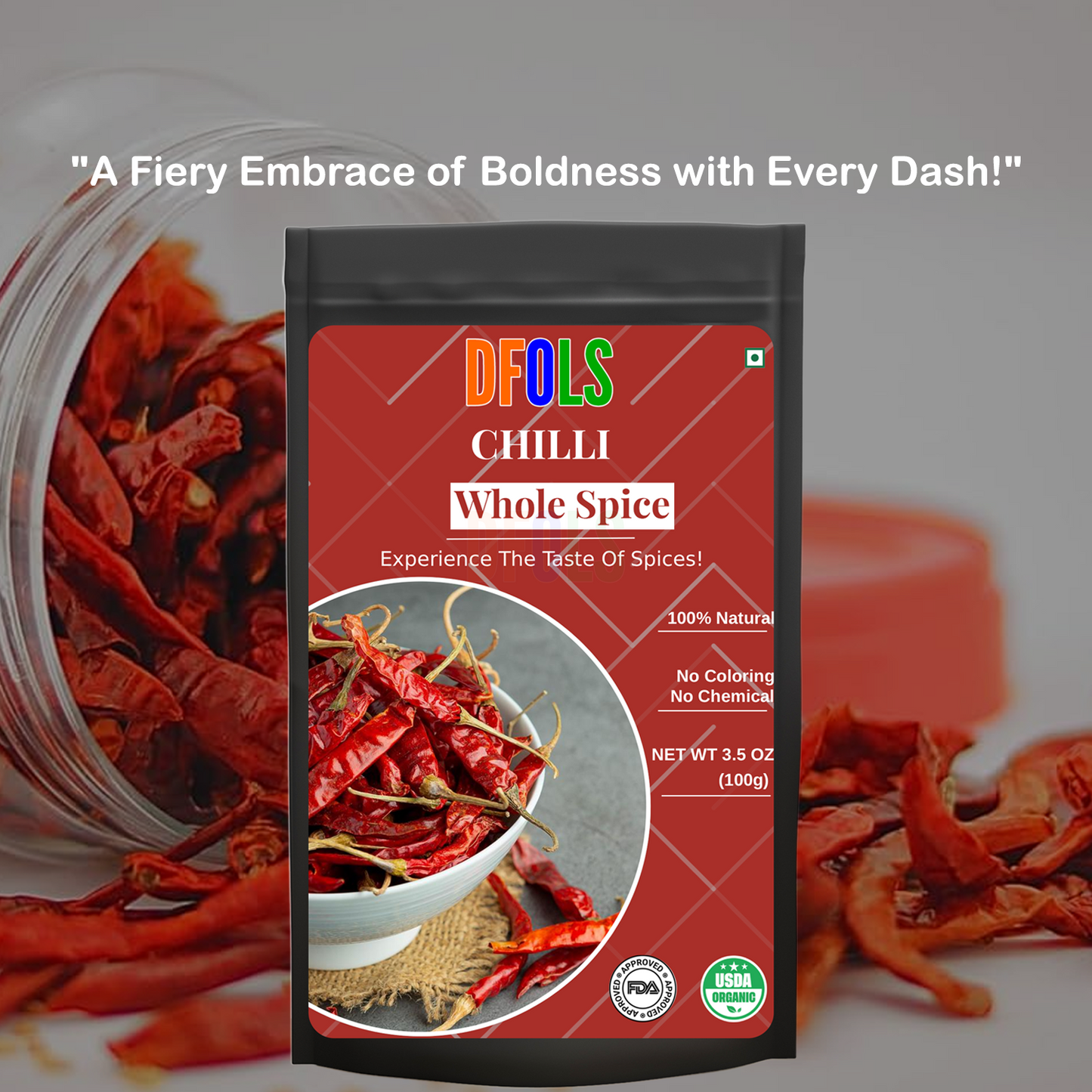 DFOLS Chilli Whole Spice Cooking 0.22lb 3.5oz 100g チリパウダー