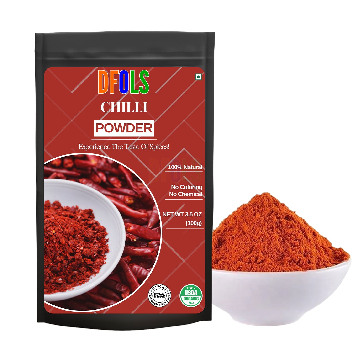 Chili Powder – Aromatic & Spicy Ground Red Chili | Adds Heat to Curries, Soups, Sauces, Marinades & Gravy Dishes | Perfect for Cooking, Seasoning, Blending & Everyday Kitchen Use - DFOLS