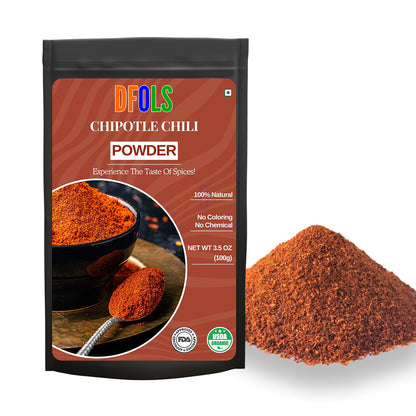 Chipotle Powder – Dried Smoked Jalapeño Peppers, Rich Aroma, Warm Smoky Flavor, Mild Heat, Perfect for BBQ, Mexican Dishes, Seasoning & Marinades - DFOLS