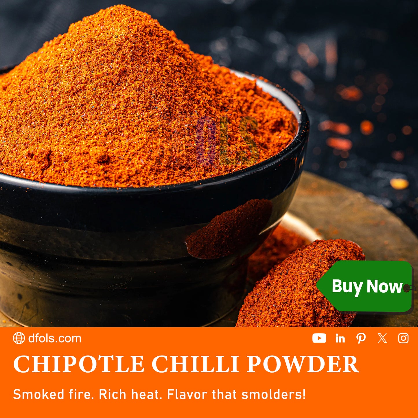 Chipotle Powder – Dried Smoked Jalapeño Peppers, Rich Aroma, Warm Smoky Flavor, Mild Heat, Perfect for BBQ, Mexican Dishes, Seasoning & Marinades - DFOLS