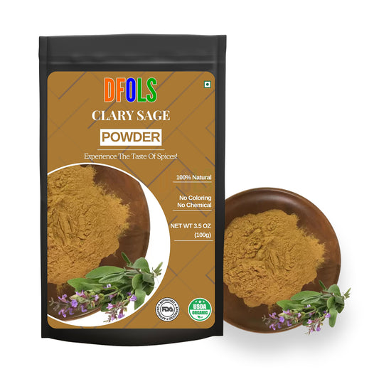 All-Natural Clary Sage Powder | Hormone Balance Support, Stress Relief & Relaxation | Pure Herbal Supplement for Women’s Wellness, Vitality & Mood Support - DFOLS