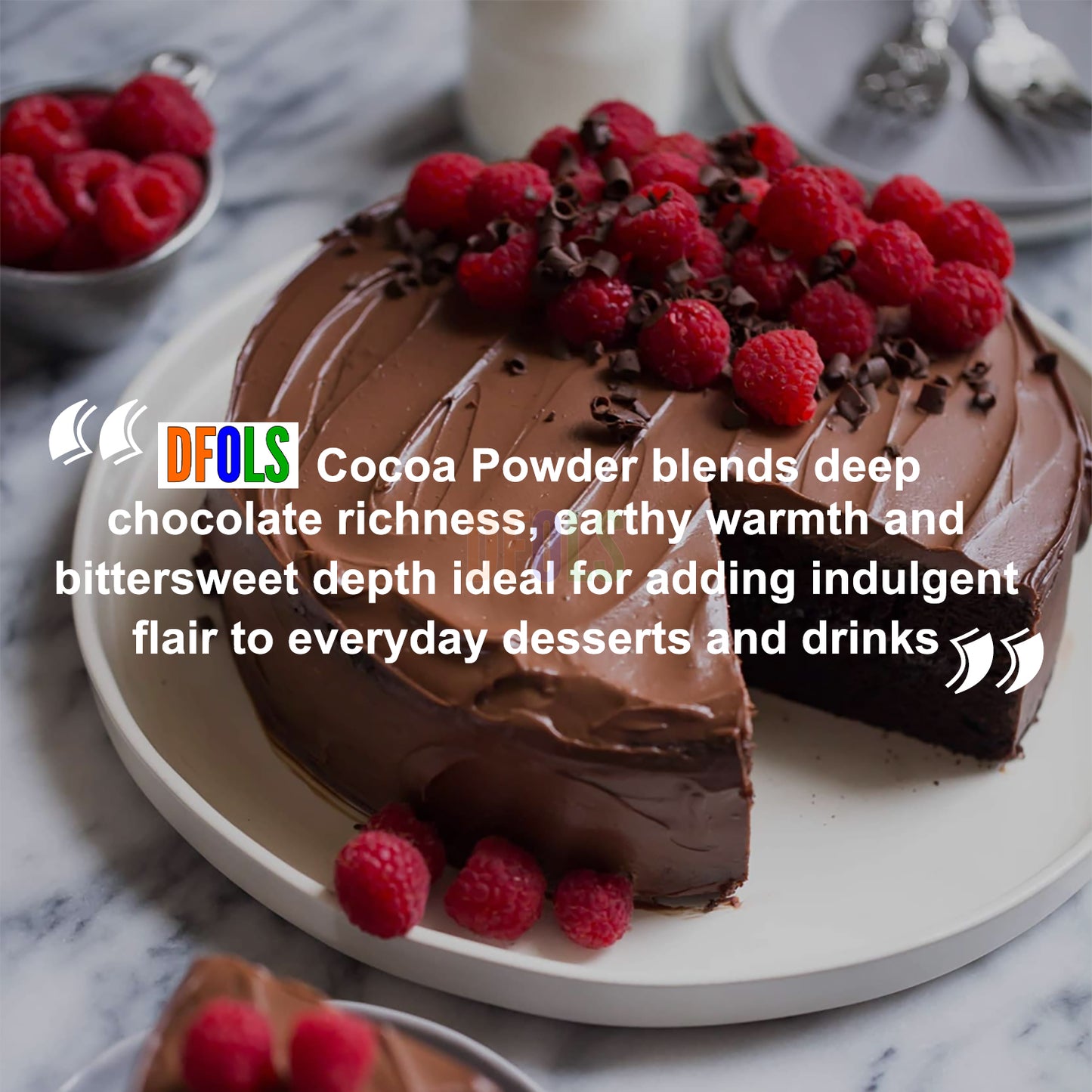 Organic Cacao Powder | Rich Chocolate Flavor | Non-GMO, Gluten-Free, Vegan | Unsweetened Natural Cocoa Alternative for Baking, Smoothies, Shakes, Desserts & Healthy Recipes - DFOLS