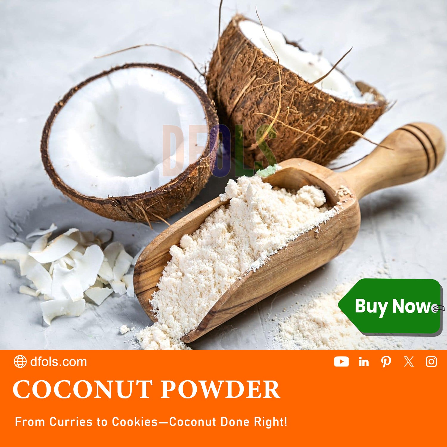 Premium Coconut Powder | Pure, Natural, Unsweetened & Gluten-Free | Great for Baking, Cooking, Smoothies, Keto & Vegan Recipes | Fresh Fine Coconut Blend for Daily Use (XX oz) - DFOLS