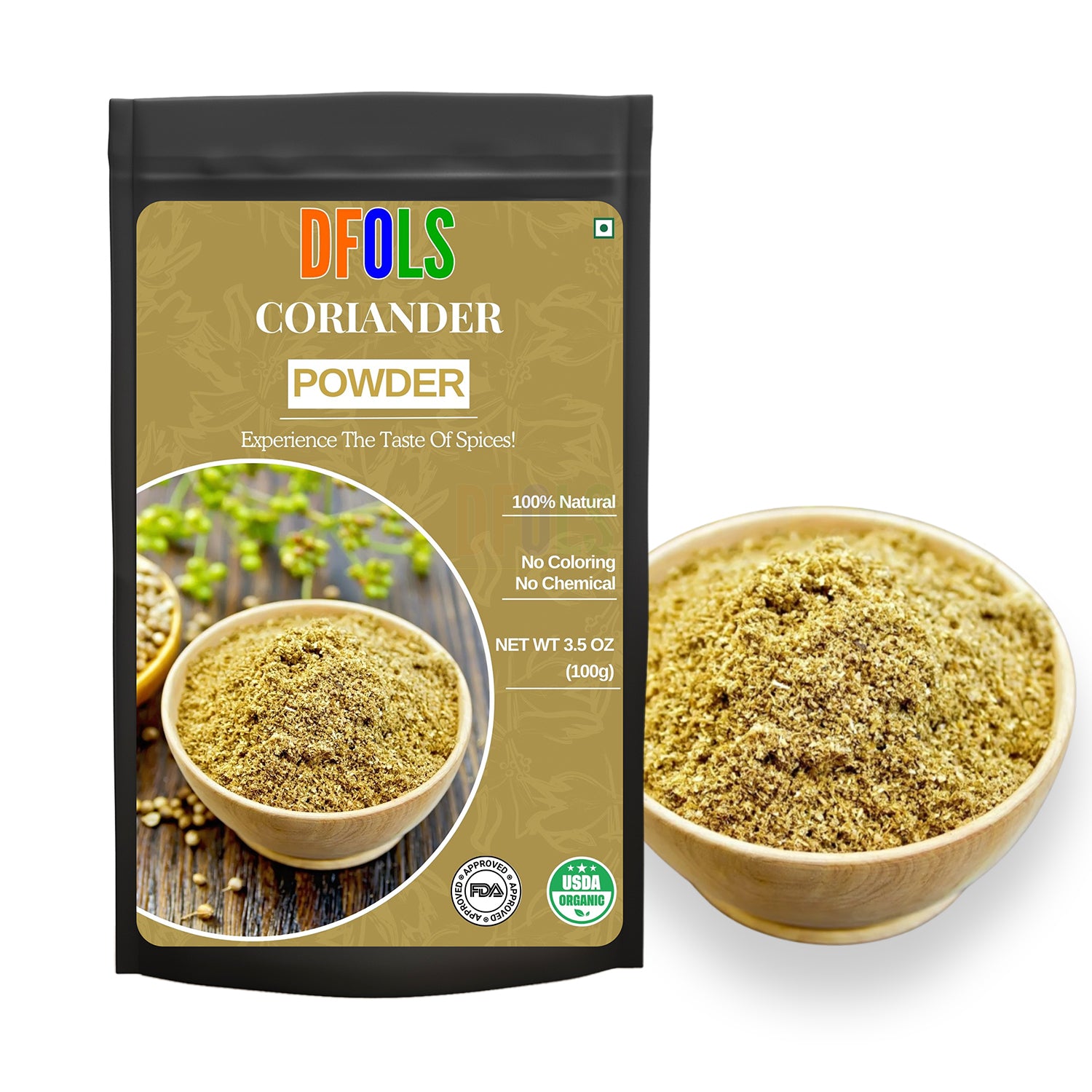 Premium Coriander Powder – Fresh, Aromatic & Flavorful Spice for Cooking, Curries, Soups & Sauces | Pure & Natural Essential Pantry Staple - DFOLS