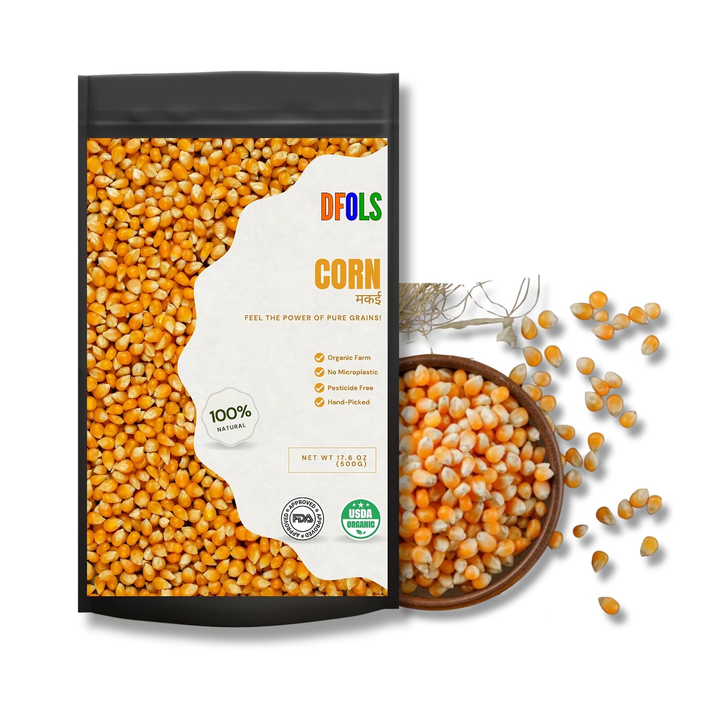 Organic Corn Kernels for Popcorn – 100% Natural, Non-GMO, Hand-Picked & Pesticide-Free | Premium Quality Popcorn Maize for Home Cooking & Snacking