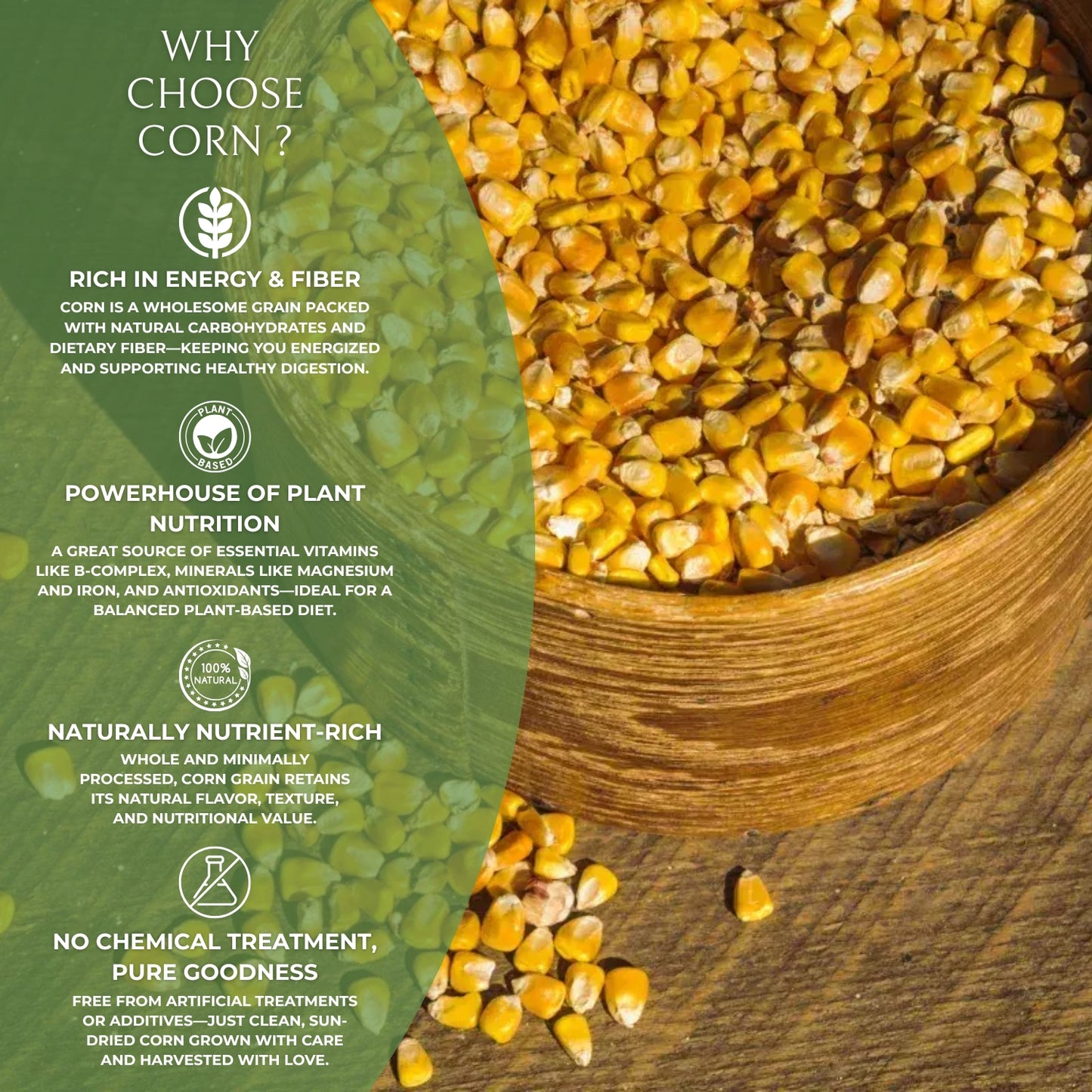 Organic Corn Kernels for Popcorn – 100% Natural, Non-GMO, Hand-Picked & Pesticide-Free | Premium Quality Popcorn Maize for Home Cooking & Snacking