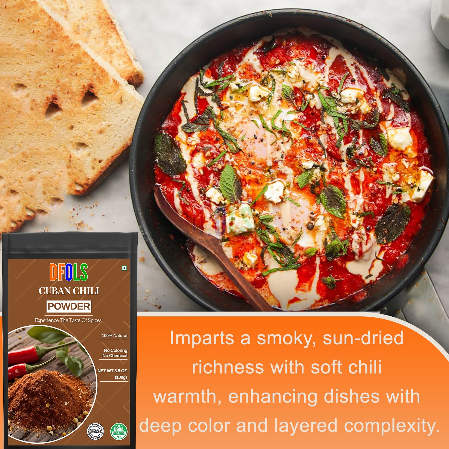 Cuban Chili Powder 4 oz – Organic Smoky & Spicy Cuban Seasoning Blend for Authentic Flavor | Ideal for Rubs, Marinades, Tacos, Soups & Stews | All-Natural Premium Spice - DFOLS