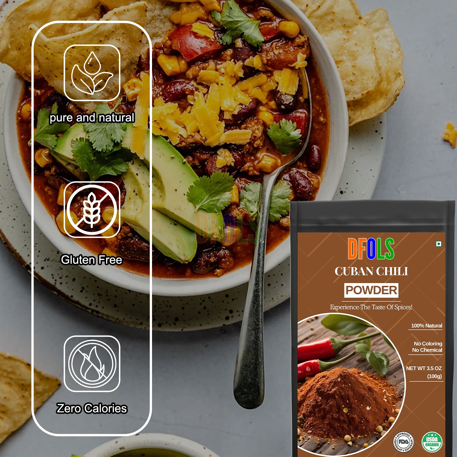 Cuban Chili Powder 4 oz – Organic Smoky & Spicy Cuban Seasoning Blend for Authentic Flavor | Ideal for Rubs, Marinades, Tacos, Soups & Stews | All-Natural Premium Spice - DFOLS