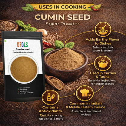 Dfols Cumin Powder 100g (3.5oz / 0.22lb) Pure Natural Indian Spice – クミンパウダー