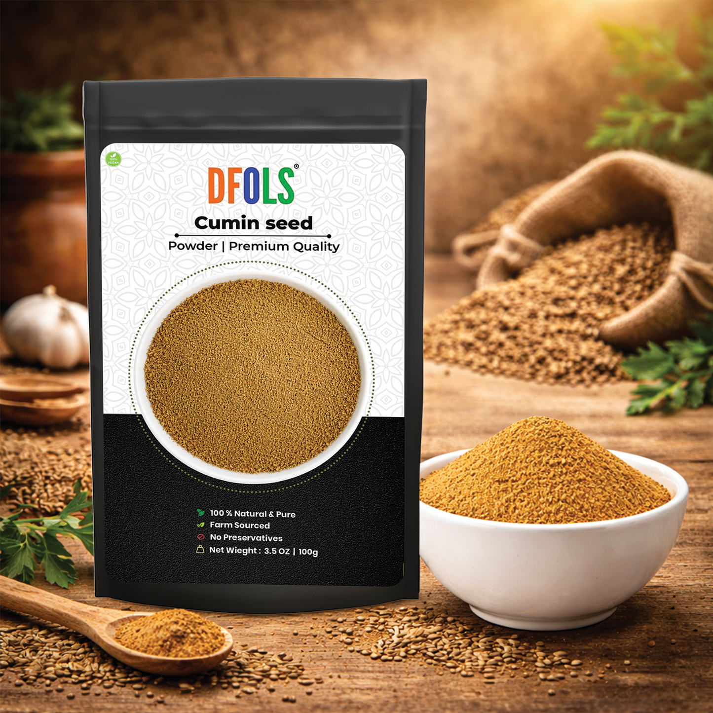 Dfols Cumin Powder 100g (3.5oz / 0.22lb) Pure Natural Indian Spice – クミンパウダー