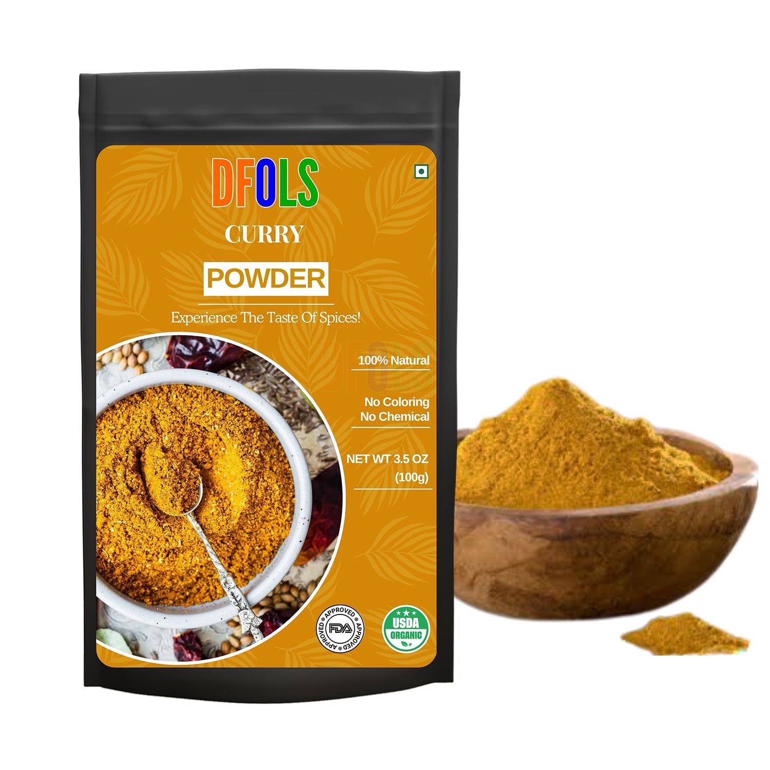 Organic Curry powder seasoning with a blend of spices | Non-GMO Product | For cooking and seasoning | Saves you time and energy - DFOLS