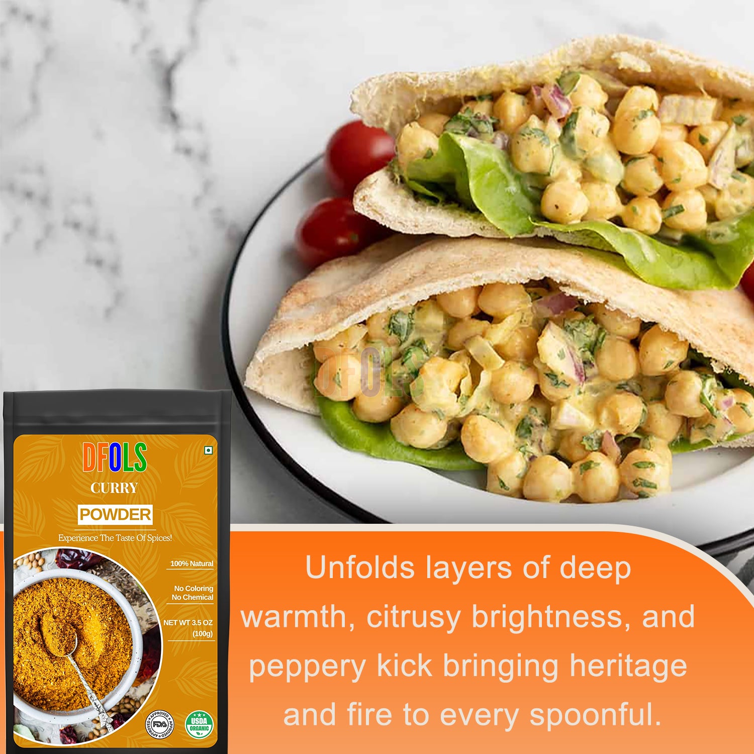 Organic Curry powder seasoning with a blend of spices | Non-GMO Product | For cooking and seasoning | Saves you time and energy - DFOLS