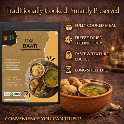 Gujarati Dal Baati | Traditional Rajasthani Meal | Spiced Dal with Baked Wheat Baati | Authentic Taste | Ready to Heat & Serve | Comfort Food Pack