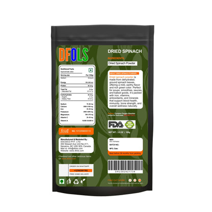 Organic Dried Spinach Powder | Nutrient-Rich Superfood | High in Iron & Antioxidants | Ideal for Smoothies, Cooking, Baking, Juices & Supplements | Pure, Natural, Vegan, Gluten-Free