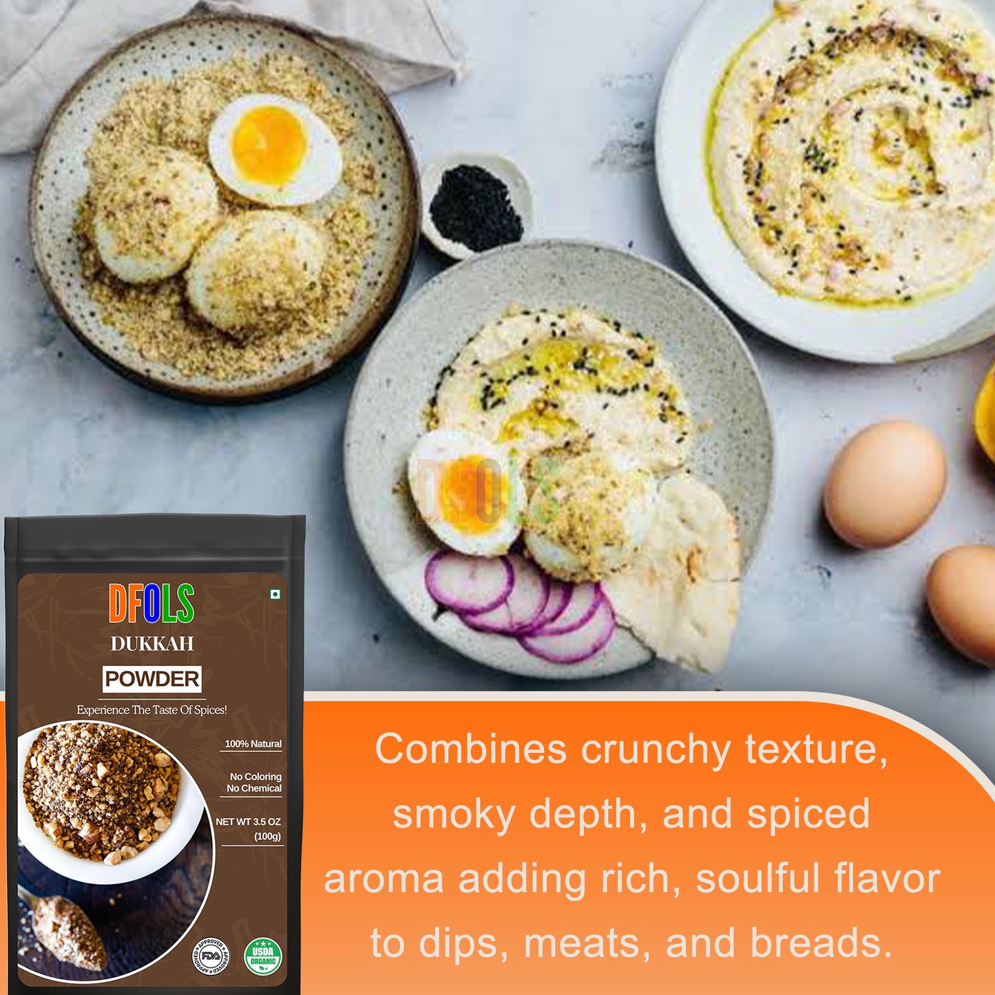 Authentic Dukkah Powder – Premium Nut & Spice Blend for Dipping, Cooking & Snacking – Vegan, Gluten-Free, No Preservatives – Classic Middle Eastern Flavor - DFOLS