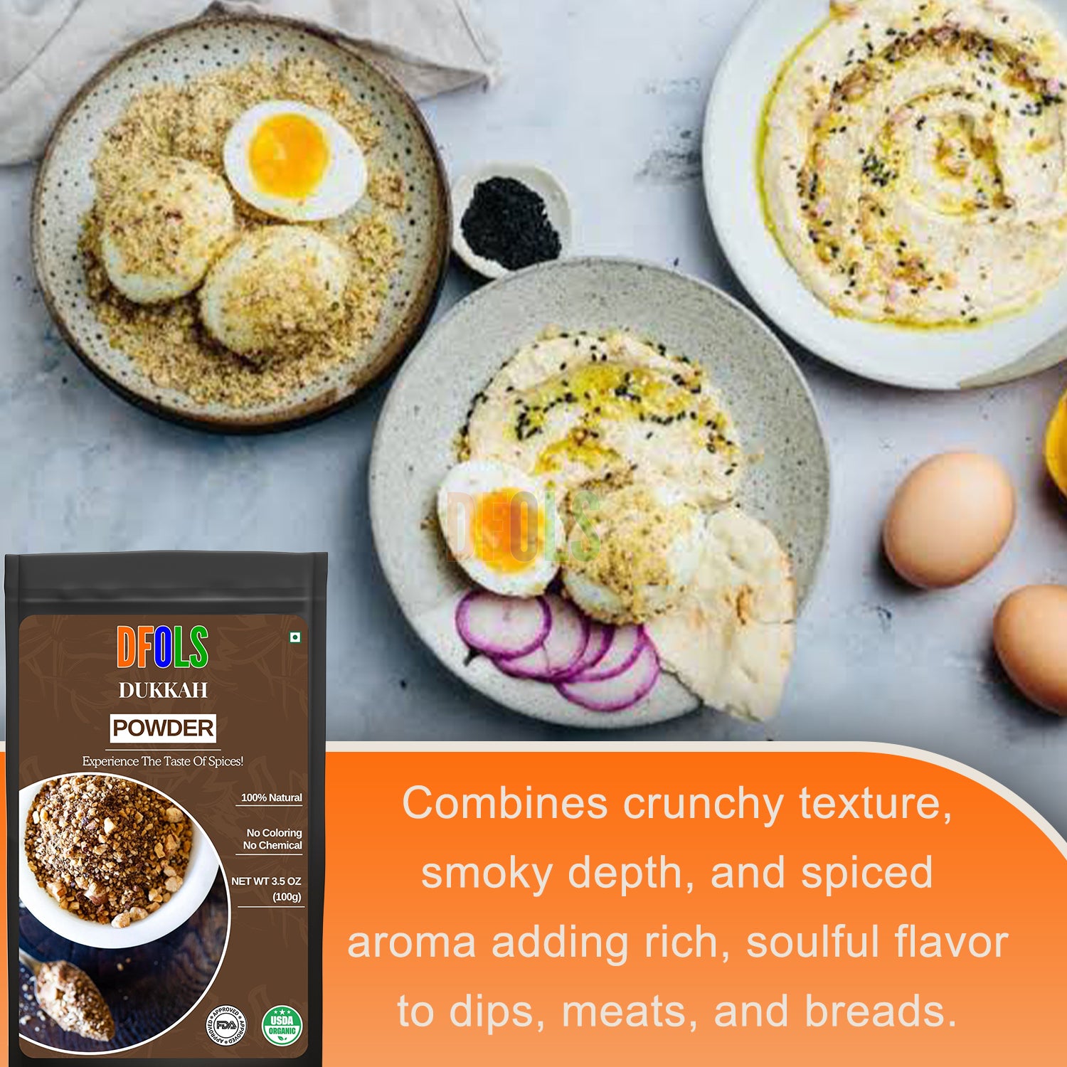 Authentic Dukkah Powder – Premium Nut & Spice Blend for Dipping, Cooking & Snacking – Vegan, Gluten-Free, No Preservatives – Classic Middle Eastern Flavor - DFOLS