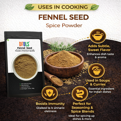 Dfols Fennel Seed Powder 100g (3.5oz / 0.22lb) Pure Natural Indian Spice – フェンネルパウダー