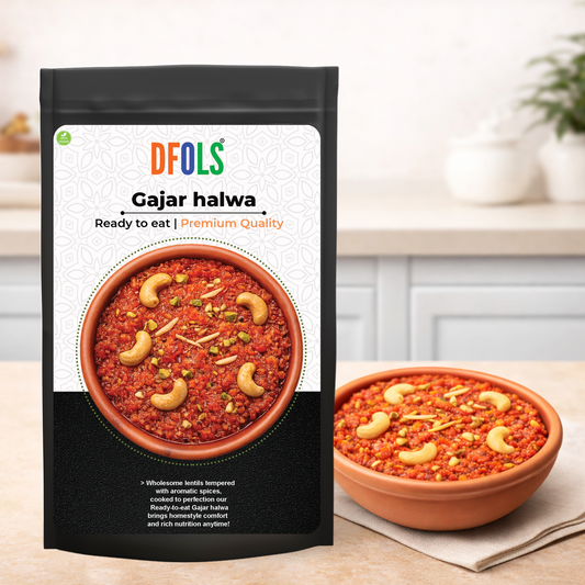 Dfols Gajar Halwa Ready to Eat Indian Carrot Dessert 0.22lb 3.52oz 100g ガジャルハルワ