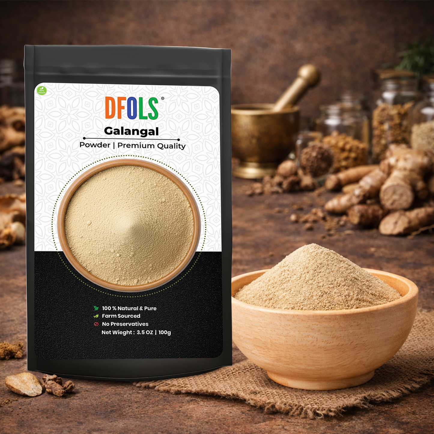 Dfols Galangal Powder 100g (3.5oz / 0.22lb) Pure Natural Spice – ガランガルパウダー
