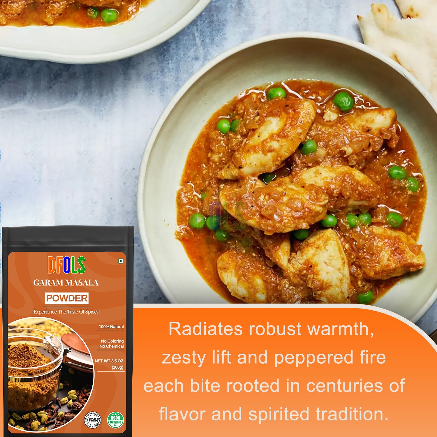 Organic Garam Masala , Northern Indian Spice Blend, Richly Spicy But Not Hot, Kosher, Non ETO - DFOLS