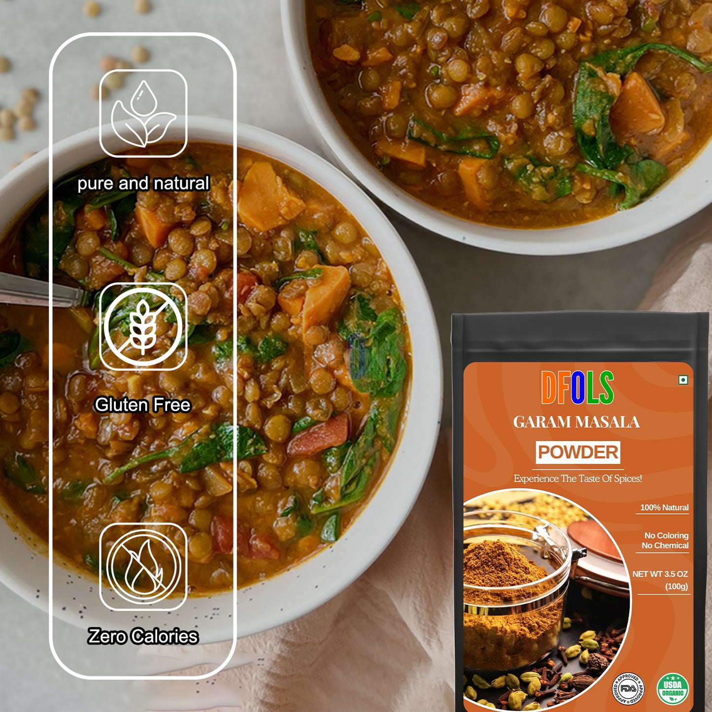 Organic Garam Masala , Northern Indian Spice Blend, Richly Spicy But Not Hot, Kosher, Non ETO - DFOLS