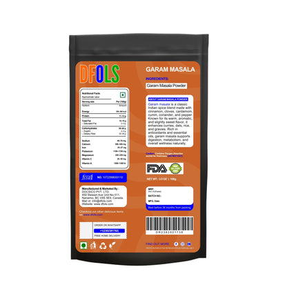 Organic Garam Masala , Northern Indian Spice Blend, Richly Spicy But Not Hot, Kosher, Non ETO - DFOLS