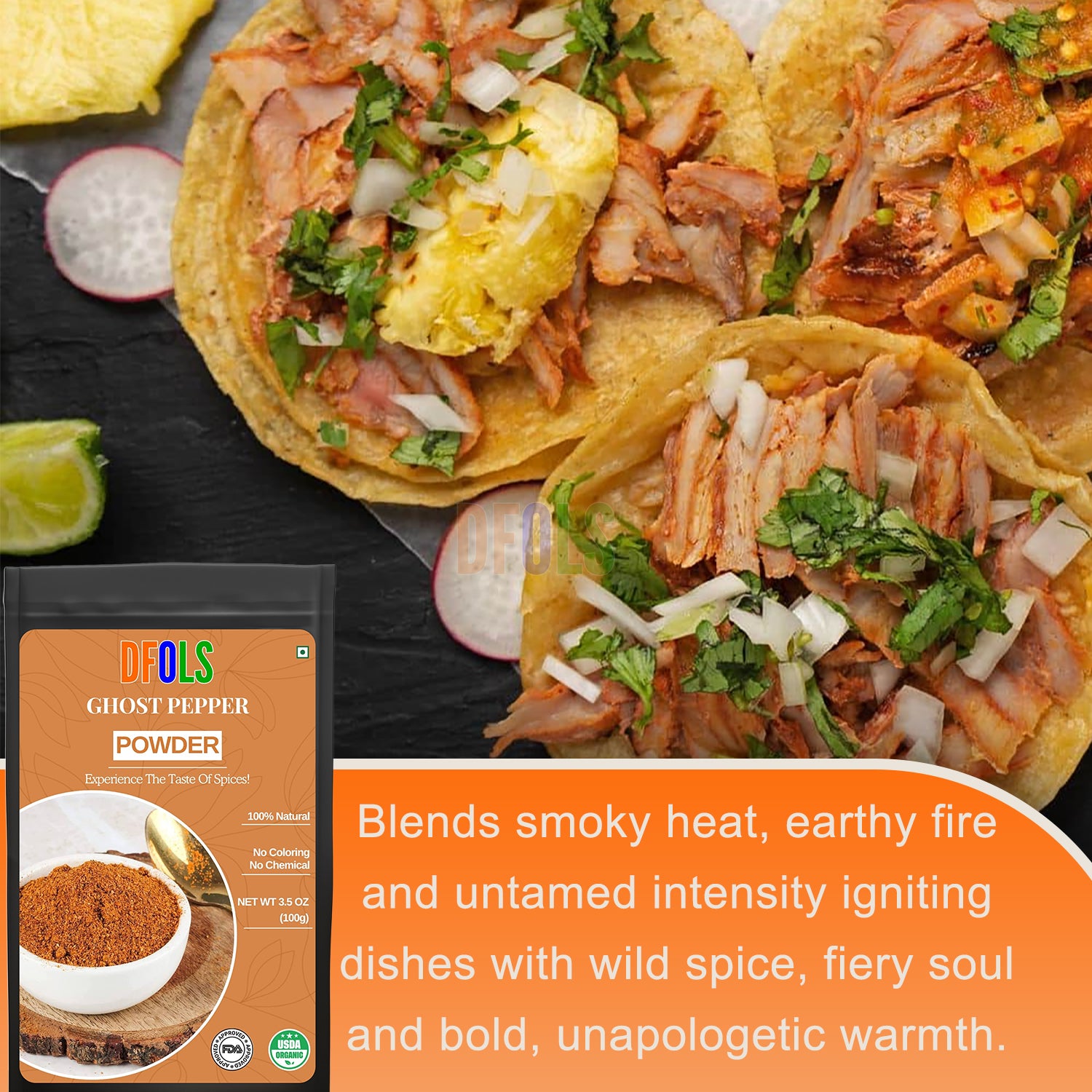 100% Pure Smoked Chili Powder – Extra Hot & Spicy, Rich Smoky Aroma, Adds Unique, Delicious & Complex Flavor to Curries, BBQ, Sauces, Snacks & All Your Favorite Dishes - DFOLS