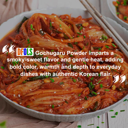 Gochugaru Korean Red Pepper Flakes 8 oz | Premium All-Natural Red Chili Powder | Authentic Korean Spice for Kimchi, Stir-Fries, Soups, Marinades & Seasoning - DFOLS