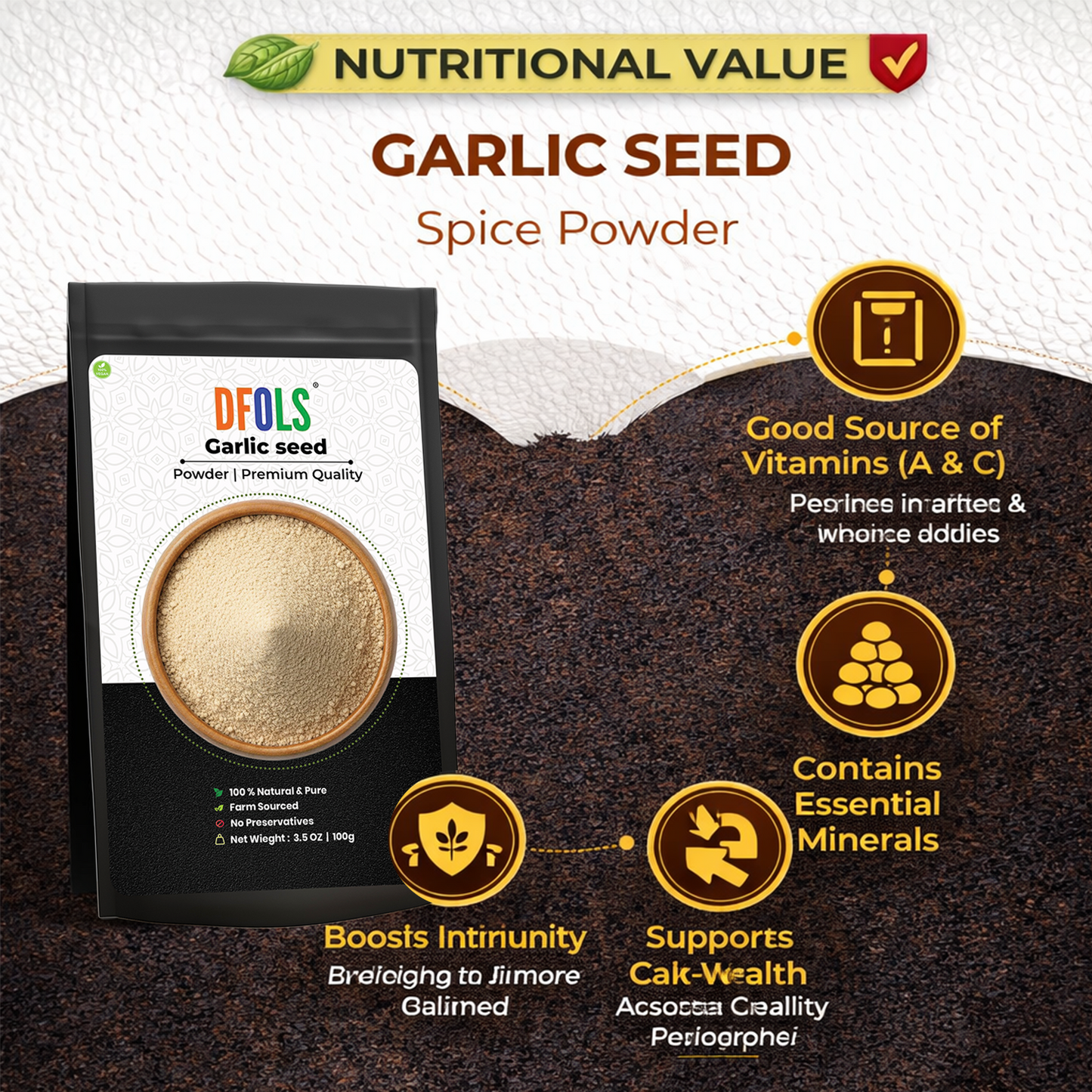 Dfols Garlic Powder 100g (3.5oz / 0.22lb) Pure Natural Indian Spice – ガーリックパウダー
