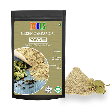 Green Cardamom Powder – 100% Pure & Natural | Premium Elaichi Powder for Cooking, Baking, Tea, Coffee & Desserts | Fresh, Aromatic Spice for Daily Use - DFOLS