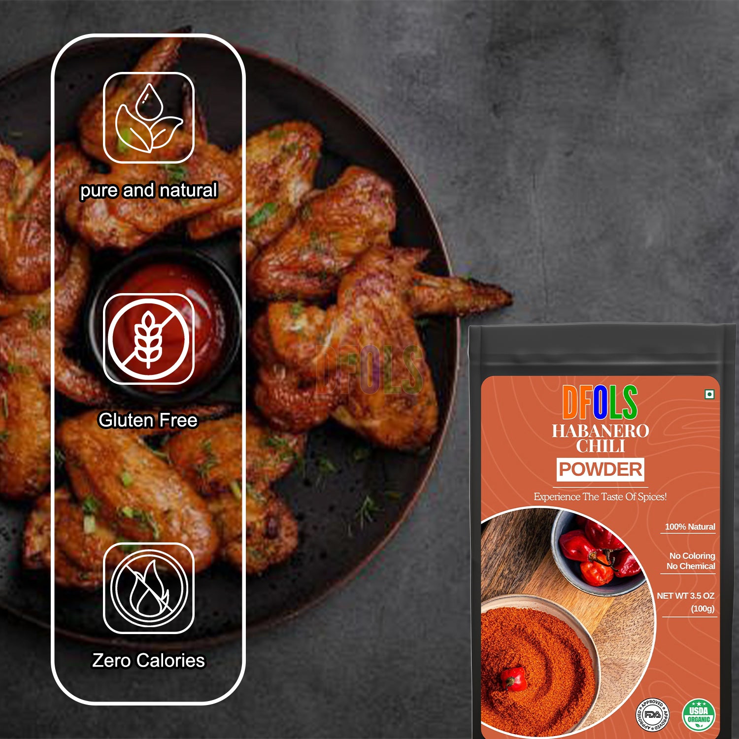 All-Natural Spicy Spice Blend (XX oz) | Bold Heat & Rich Flavor | Ideal for Hot Sauces, Marinades, BBQ, Grilling, Meat Rubs, Curry, Stir-Fry & Everyday Cooking - DFOLS