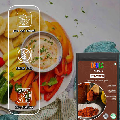 Organic Harissa Powder – Bold Moroccan Chili Seasoning for Heat & Depth | Great for Meats, Soups, Sauces & Veggies | No Salt, Vegan, Non-GMO, Authentic & All-Natural Spice - DFOLS