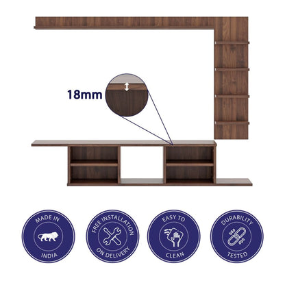 DFOLS Hitch Modern Wall Mounted Engineered Wood TV Unit with Display Shelves