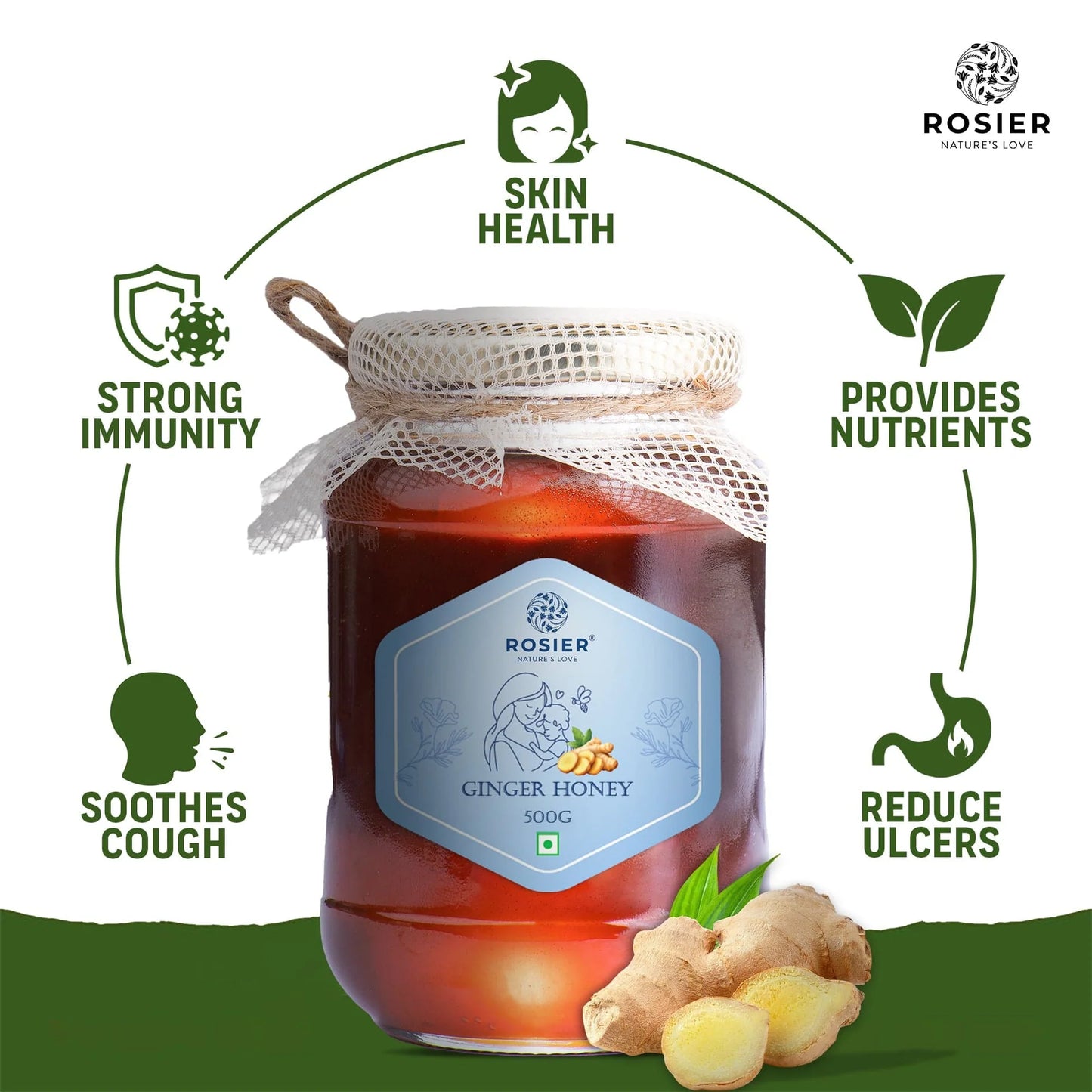 Ginger Honey | Pure Honey Infused with Natural Ginger | No Added Sugar