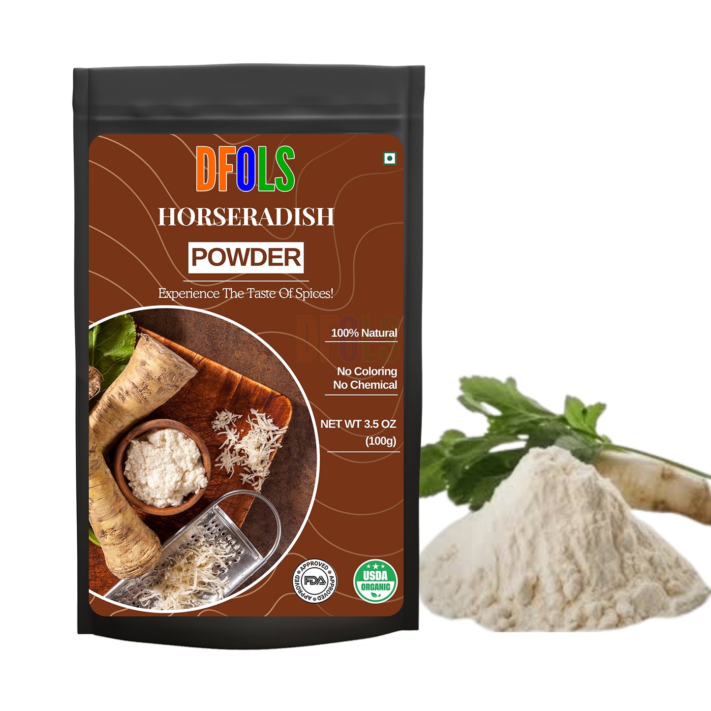 Organic and Premium All-Natural Horseradish Powder – Non-GMO, Gluten-Free, Perfect for Sauces, Dressings, and Spices - DFOLS