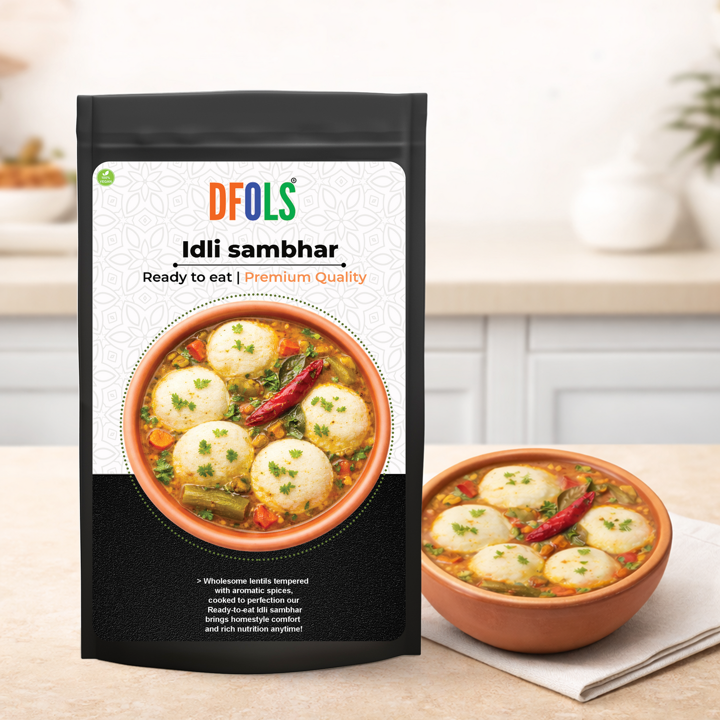 Dfols Idli Sambhar Ready to Eat South Indian Meal 0.55lb 8.82oz 250g イードリサンバル