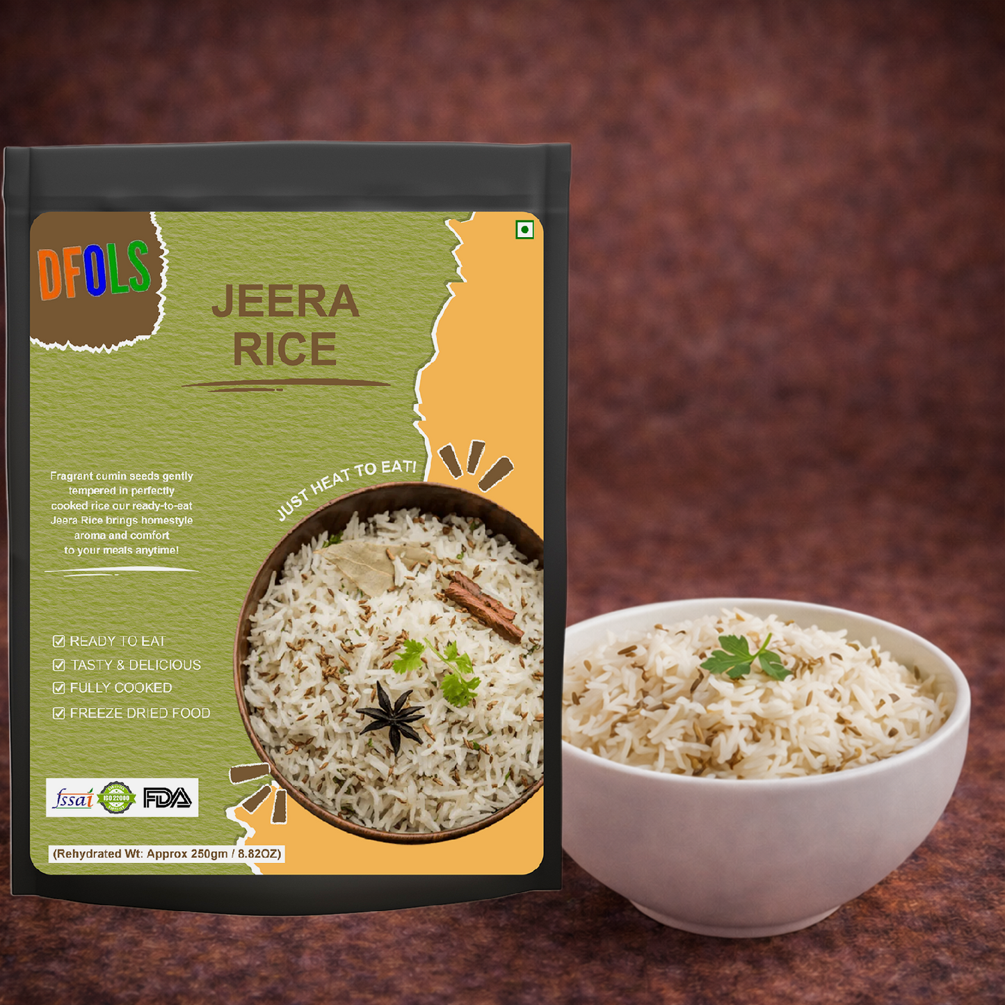 Jeera Rice | Fragrant Basmati Rice with Cumin Seeds | Ready-to-Eat, Aromatic & Flavorful Meal | Quick Serve, Convenient Indian Cuisine Pack