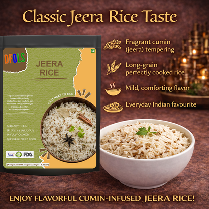 Jeera Rice | Fragrant Basmati Rice with Cumin Seeds | Ready-to-Eat, Aromatic & Flavorful Meal | Quick Serve, Convenient Indian Cuisine Pack