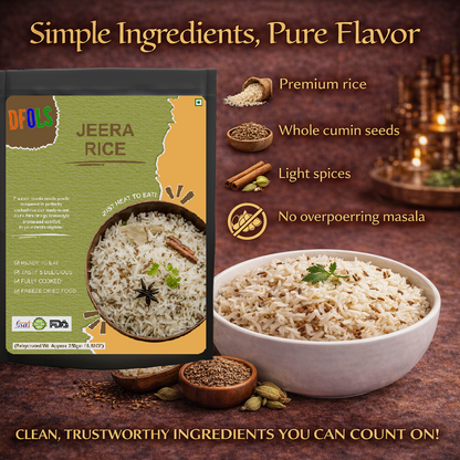 Jeera Rice | Fragrant Basmati Rice with Cumin Seeds | Ready-to-Eat, Aromatic & Flavorful Meal | Quick Serve, Convenient Indian Cuisine Pack