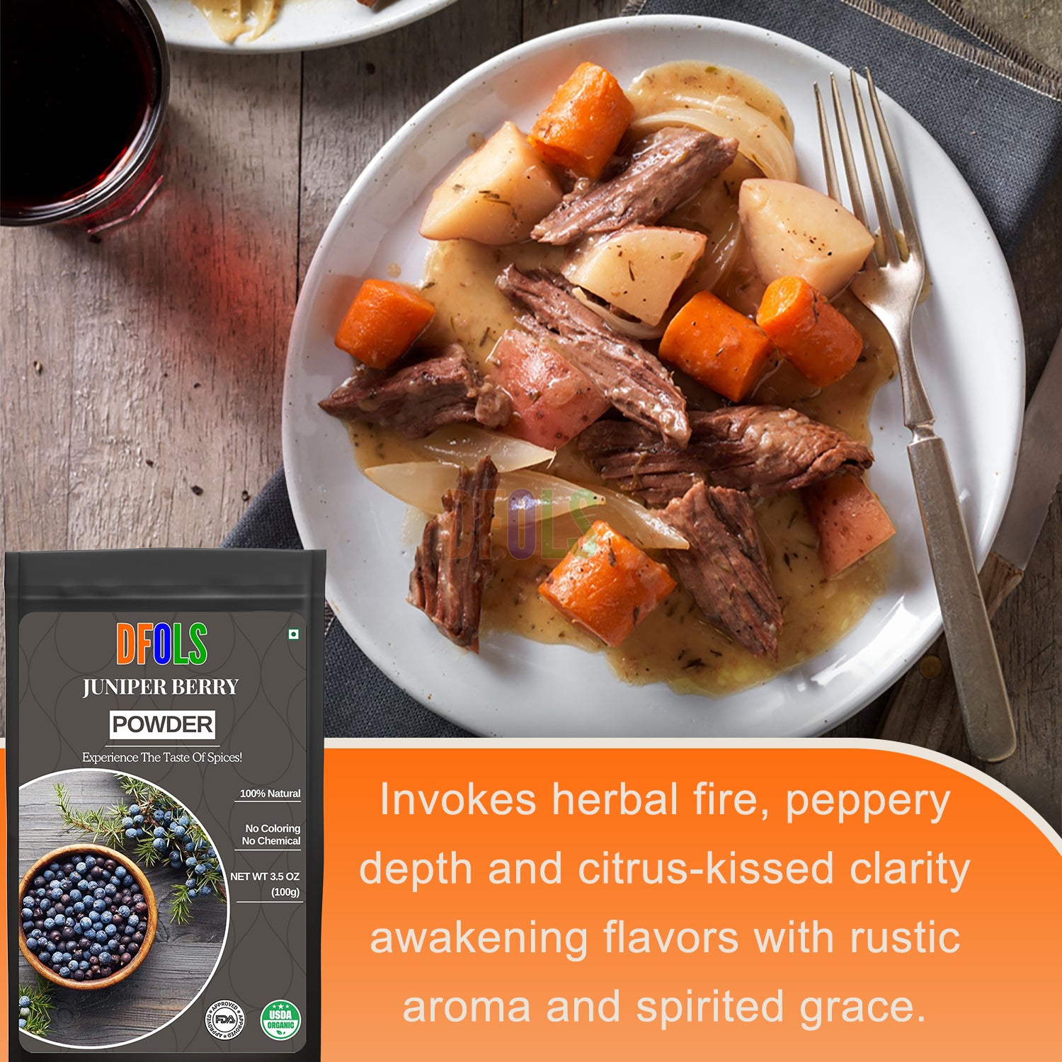 Juniper Berry Powder – 100% Pure & Natural | Premium Culinary Spice & Herbal Supplement | Ideal for Cooking, Detox, Wellness & Medicinal Use - DFOLS