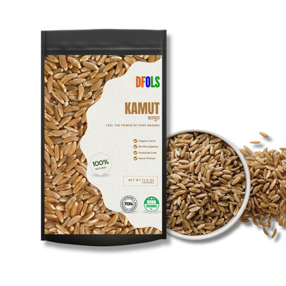 DFOLS Organic Kamut | 100% Natural Ancient Grain | High-Protein, Fiber-Rich Superfood | Pesticide-Free Whole Grain Wheat | Premium Quality for Healthy Cooking
