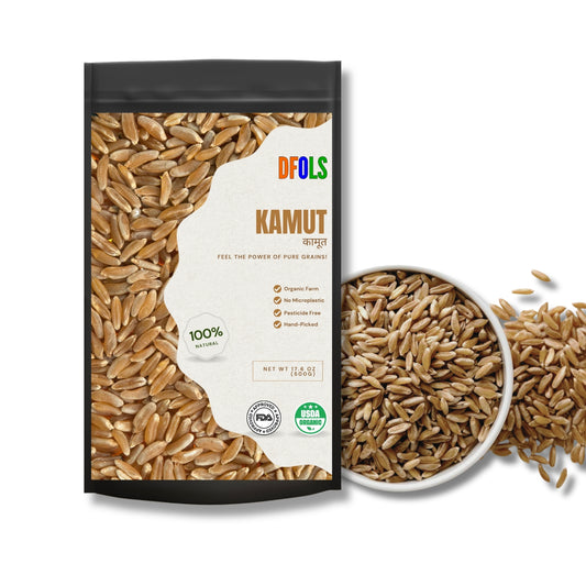 DFOLS Organic Kamut | 100% Natural Ancient Grain | High-Protein, Fiber-Rich Superfood | Pesticide-Free Whole Grain Wheat | Premium Quality for Healthy Cooking