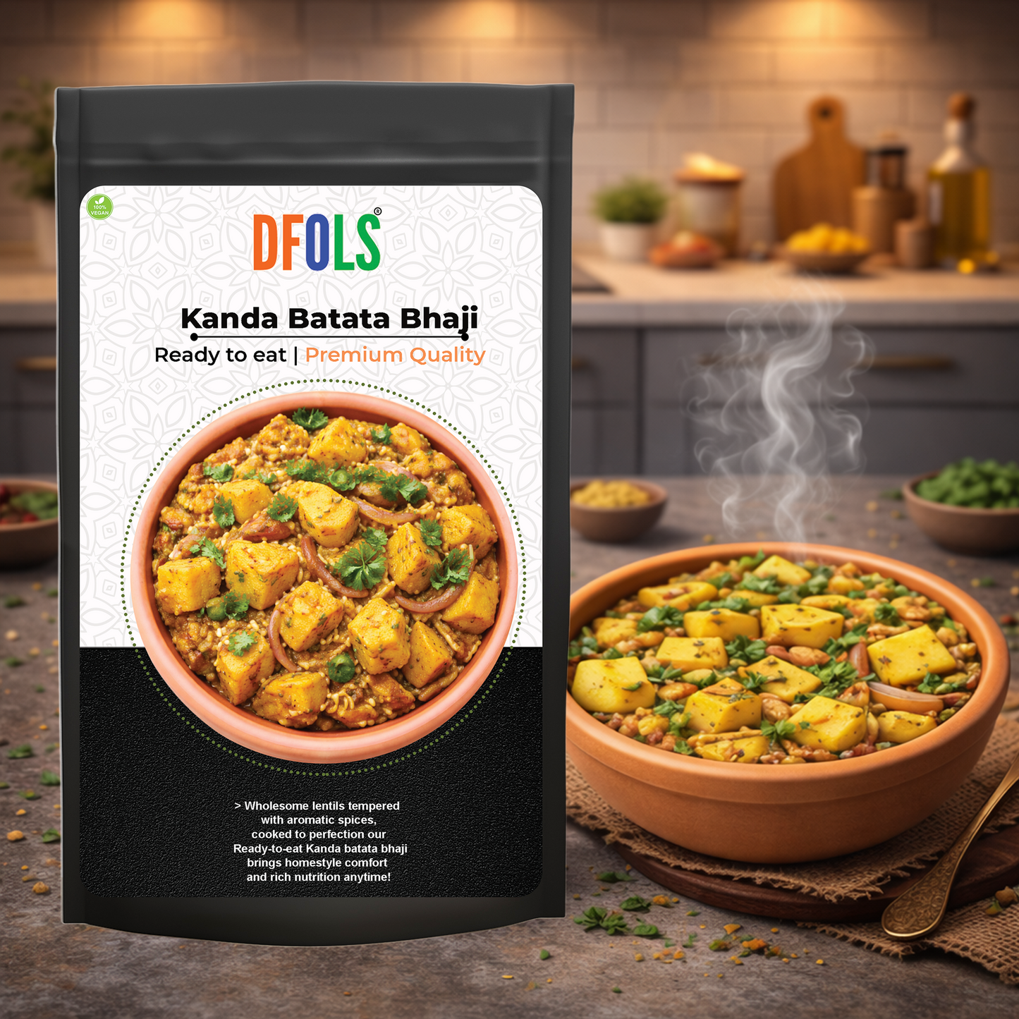 Dfols Kanda Batata Bhaji Ready to Eat Onion Potato Curry 8.82oz 250g カンダバタタバジ