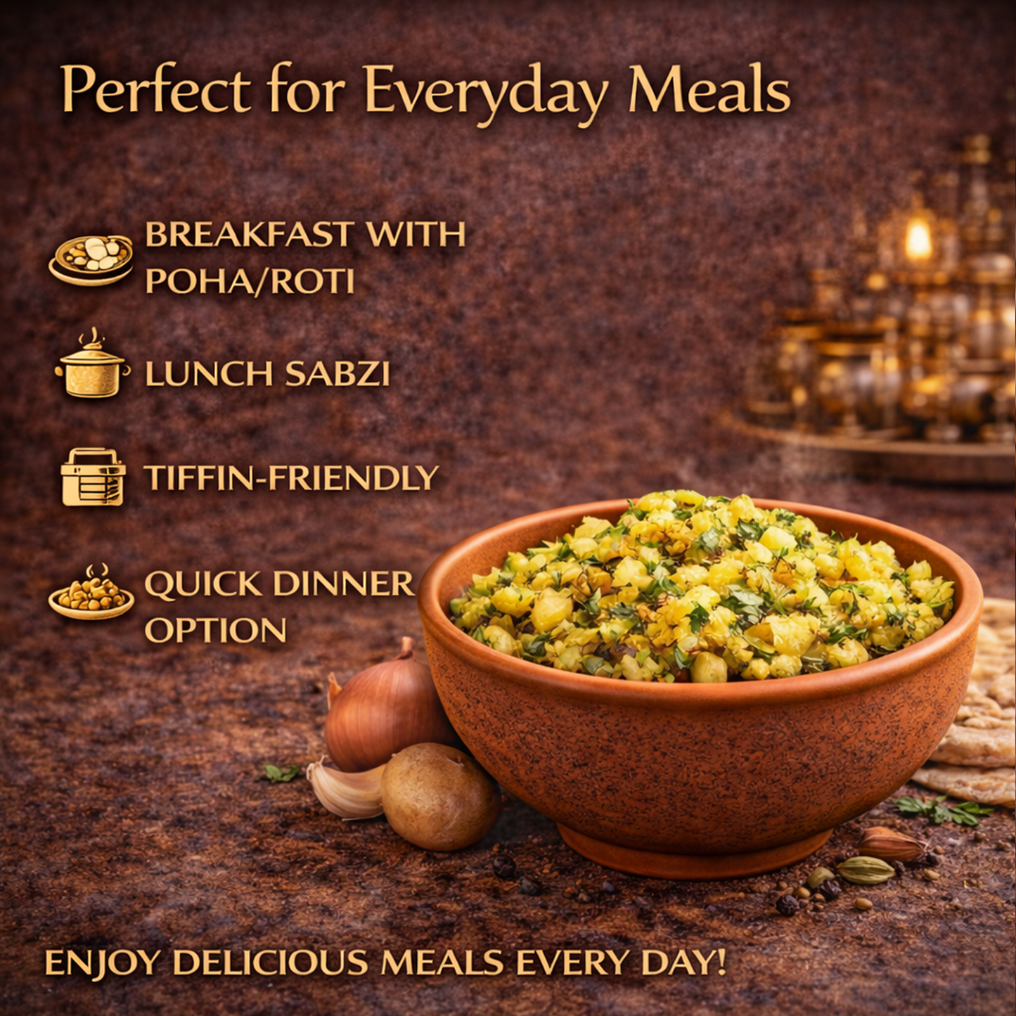 Kanda Batata Bhaji | Traditional Maharashtrian Onion & Potato Curry | Ready-to-Eat | Authentic Spiced Flavor | Heat & Serve Meal Pack