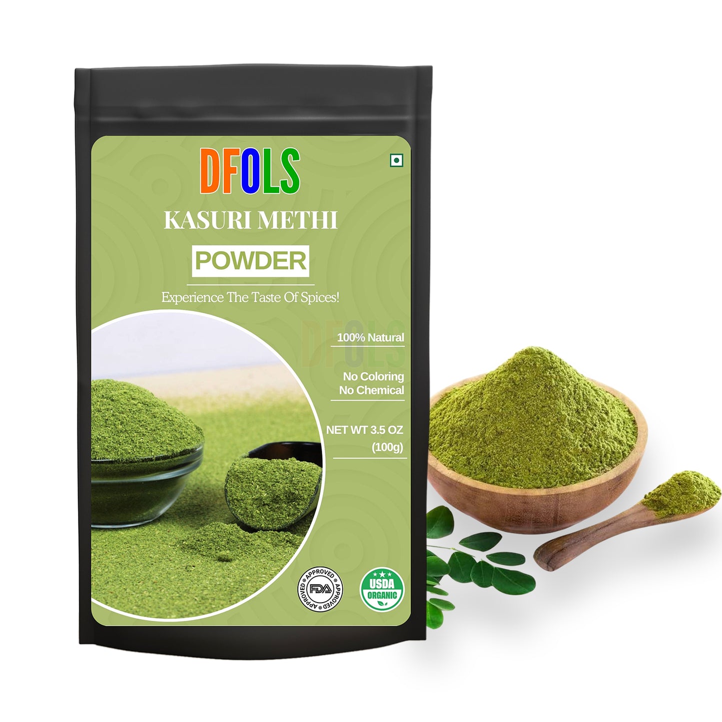 100% organic Kasoori Methi- Natural and Aromatic- Ideal for Mexican, Indian, Mediterranean, Asian Cuisine. Salads - DFOLS