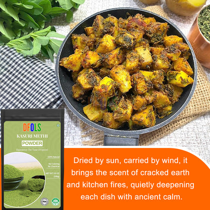 100% organic Kasoori Methi- Natural and Aromatic- Ideal for Mexican, Indian, Mediterranean, Asian Cuisine. Salads - DFOLS