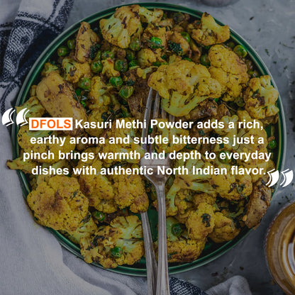 100% organic Kasoori Methi- Natural and Aromatic- Ideal for Mexican, Indian, Mediterranean, Asian Cuisine. Salads - DFOLS